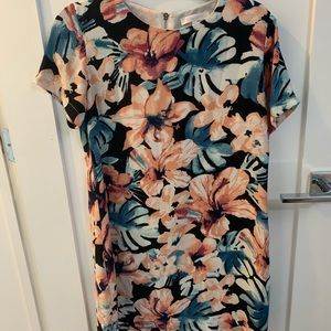 Olivaceous Floral Print Chiffon Dress